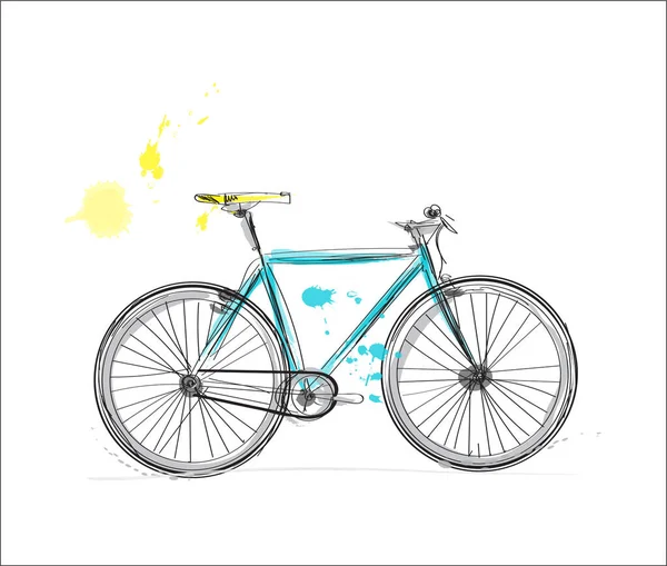 Bicycle Watercolor Sketch Hand Drawn City Bike — Stock Vector