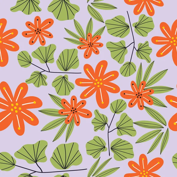 Botanische Bloemen Naadloos Patroon Vectorbloemenprint Bloemen Achtergrond Textielstof Ontwerp — Stockvector