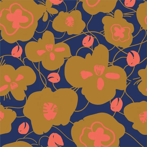 Patrón Sin Costuras Moda Floral Lindas Flores Estilo Escandinavo Impresión — Archivo Imágenes Vectoriales