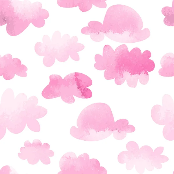 Zökkenőmentes Vektor Minta Akvarell Rózsaszín Felhők Szív Háttér — Stock Vector