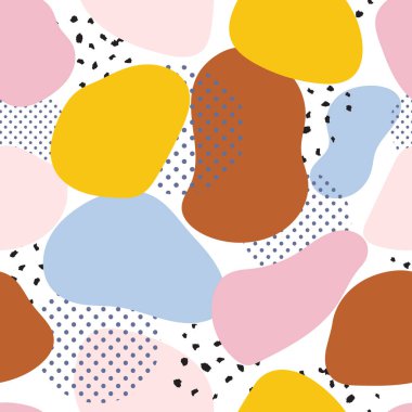 Geometrik şekillerin ve karalamaların modası geçmiş kusursuz deseni. Renkli desen