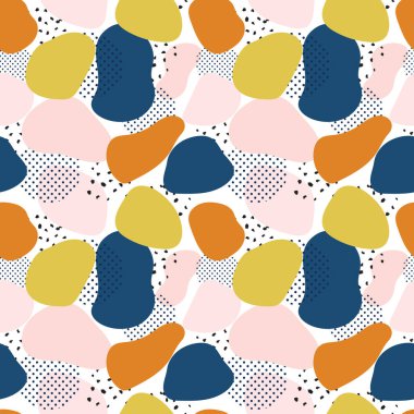 Geometrik şekillerin ve karalamaların modası geçmiş kusursuz deseni. Renkli desen