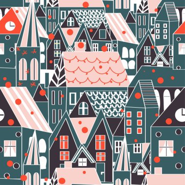 Noel köyünün pürüzsüz deseni. Xmas geçmişi. Xmas baskısı. Noel kartı..