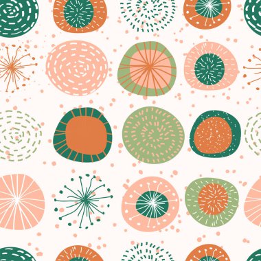 Geometrik şekillerin ve karalamaların modası geçmiş kusursuz deseni. Renkli desen