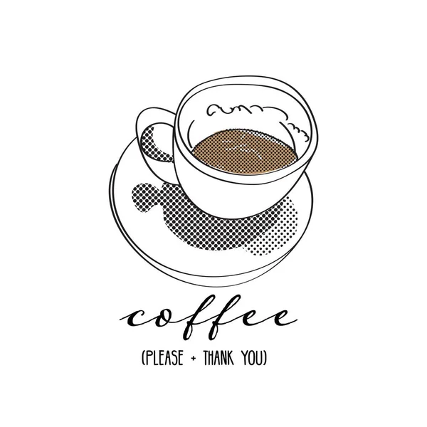 Taza Café Vector Ilustración Dibujada Mano Boceto Plano Latte Blanco — Vector de stock