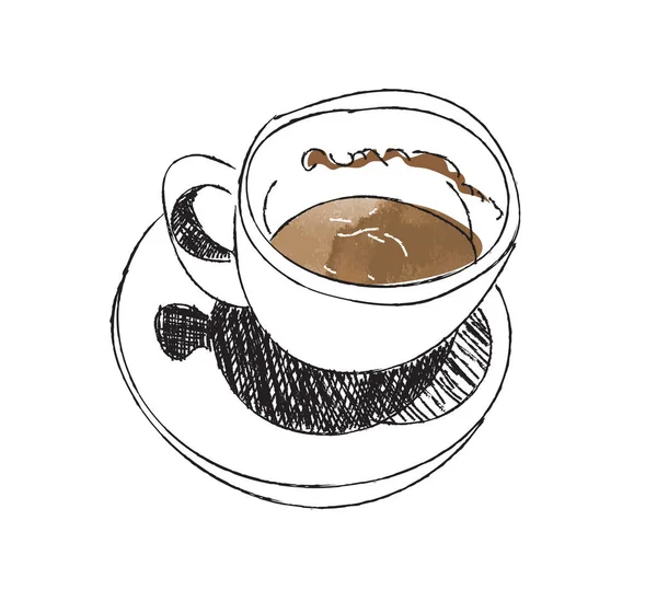 Kávécsésze Vektor Kézzel Rajzolt Illusztráció Lapos Fehér Latte Vázlat Kézzel — Stock Vector