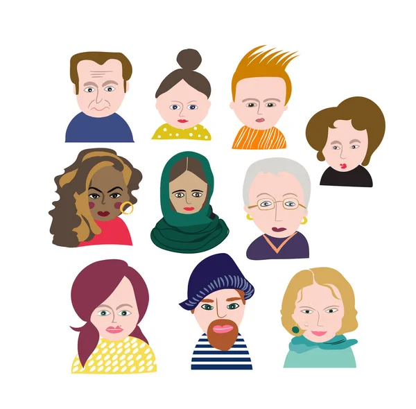 people faces illustration. portraits, people icons.