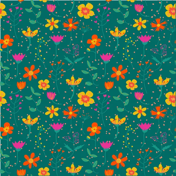 Vetor Floral Moda Padrão Sem Costura Bonito Flores Fundo Design —  Vetores de Stock