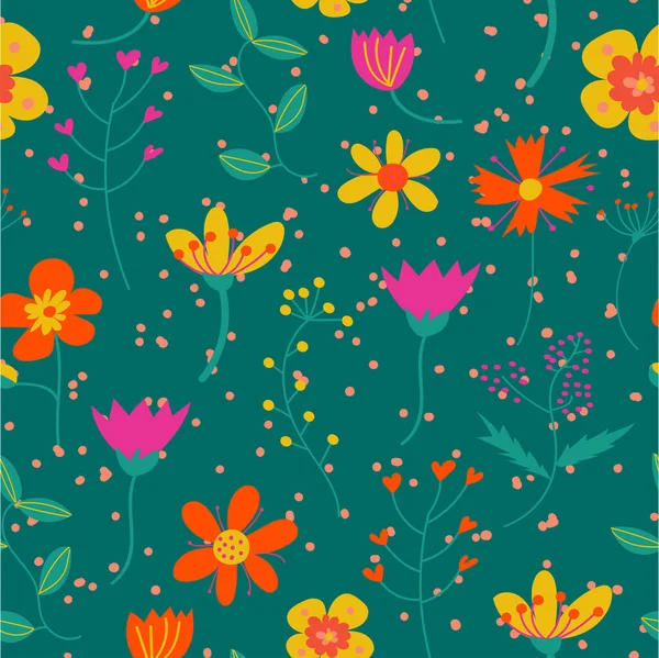 Floral Trendy Seamless Pattern Cute Flowers Scandinavian Style Print Vector — Stock Vector
