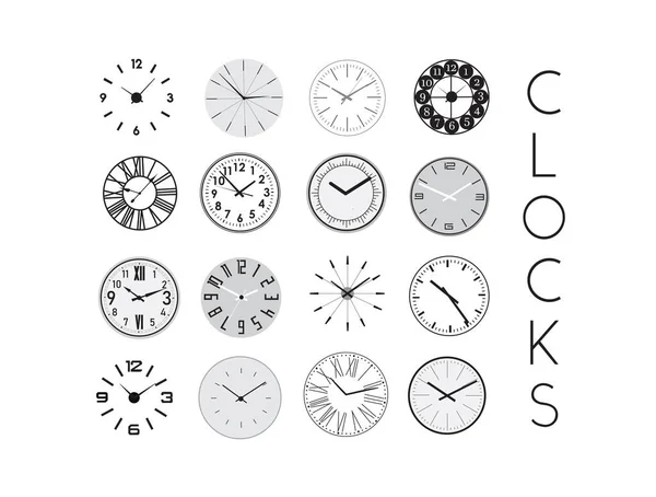 Relojes Colección Vector Ilustración Reloj Iconos Lápiz Bosquejado — Vector de stock