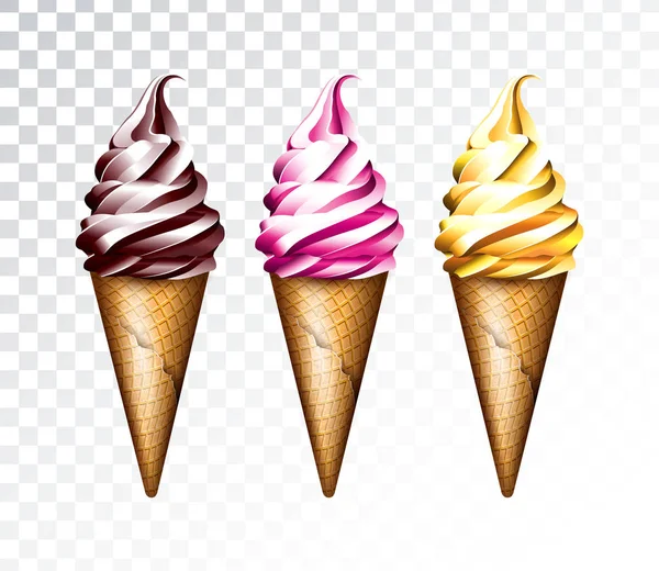 Ice cream isolerade illustration med träd bästa smak läcker dessert på transparent bakgrund. Vektor designmall för reklam banner eller affisch med vanilj, choklad, punsch. — Stock vektor