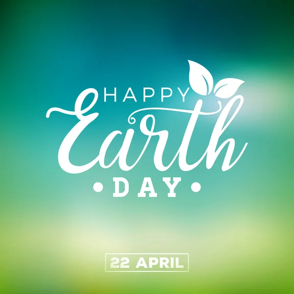 Earth Day illustration with Planet and Green Leaf. World map background on april 22 environment concept. Vector design for banner, poster or greeting card. — Stock Vector