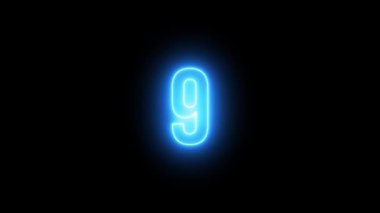 Mavi Neon Parlak Geri sayım Zamanlayıcısıyla 10 ila 0 Saniyelik Hareket Grafikleri CanlandırmasıName.