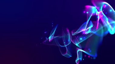 Renkli Grunge Özel Form Çizgileriyle 3D Animasyon. Soyut Çoklu Renk Hareketi Grafik Tasarımı Dijital Bilim Kurgu veya Gizemli Sanal Uzay Teması.