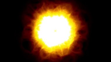 Parlak Ateş Patlamalarıyla 3D Animasyon. Kara Arkaplan üzerinde soyut Flame Shockwave etkisi. Renkli Hareket Grafik Tasarımı.