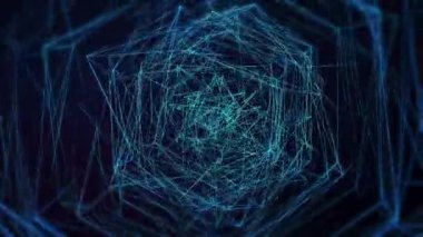 3d Render Geometrik Arkaplan Animasyonu Mavi Girdap Üçgen Tasarımı. Soyut Çokgen Desen Hareket Grafikleri Konsepti. Kusursuz Döngü.