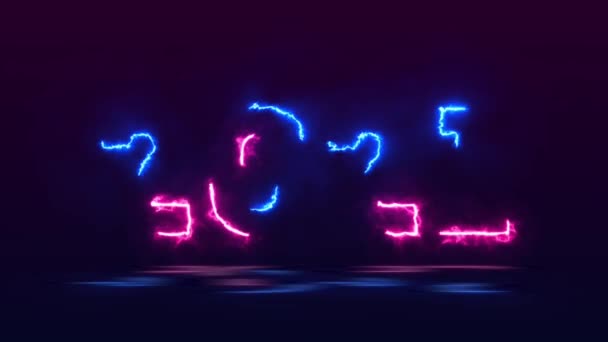 2021 Bonne année Ligne énergétique réaliste et animation du feu sur fond sombre. Célébration lumineuse brillante abstraite Motion Graphics Design. — Video