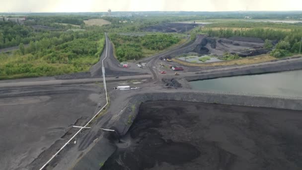 Demande Charbon Noir Réservoirs Dépôt Pour Résidus Flottation Vue Aérienne — Video