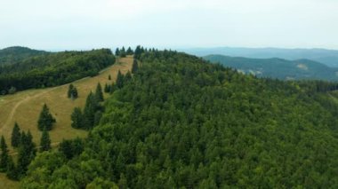 Velke karlovice beskydy çek dağların üzerinde havadan görünümü, Bu klip iki farklı derecelendirme mevcuttur , 10bit renk veya dji renk lut 