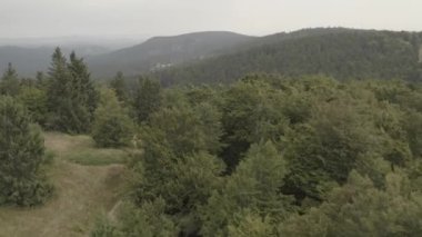 Velke karlovice beskydy çek dağların üzerinde havadan görünümü, Bu klip iki farklı derecelendirme mevcuttur , 10bit renk veya dji renk lut 