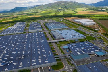 006 2020, Nosovice, Çek. Hyundai Motor 'un hava görüntüsü HMC montaj otomobil fabrikası. Avrupa