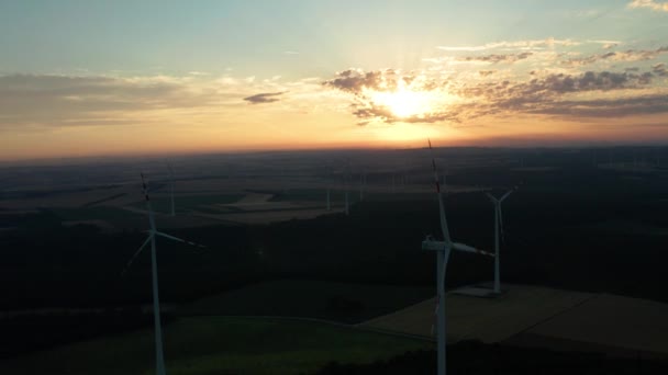 Vista Aérea Turbinas Eólicas Salvar Energia Salvar Mundo Formato Vídeo — Vídeo de Stock