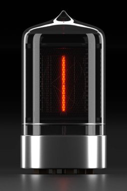 Nixie Tüp göstergesi, lamba gazı deşarj göstergesi koyu arka plan üzerinde. Retro 