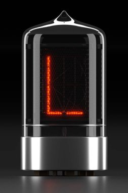 Nixie Tüp göstergesi, lamba gazı deşarj göstergesi koyu arka plan üzerinde. Retro 