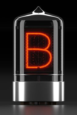 Nixie Tüp göstergesi, lamba gazı deşarj göstergesi koyu arka plan üzerinde. Retro 