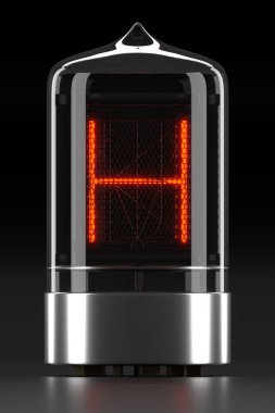 Nixie Tüp göstergesi, lamba gazı deşarj göstergesi koyu arka plan üzerinde. Retro 