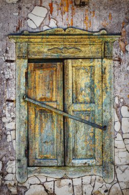 Pencere ile adobe duvarından orijinal antika arka plan