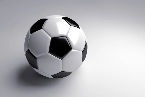 灰色の背景に影を黒と白のサッカー ボール。3 d のレンダリング. — ストック写真