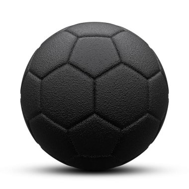 siyah futbol topu gölge ile. Beyaz izole. 3D render.