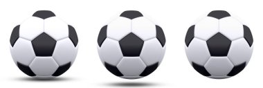 siyah ve beyaz futbol topu üç sürümlerinde ve gölge olmadan. Beyaz izole. 3D render.