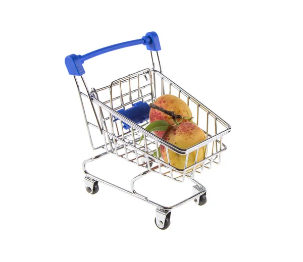 Wózek Supermarketu Moreli Białym Tle — Zdjęcie stockowe