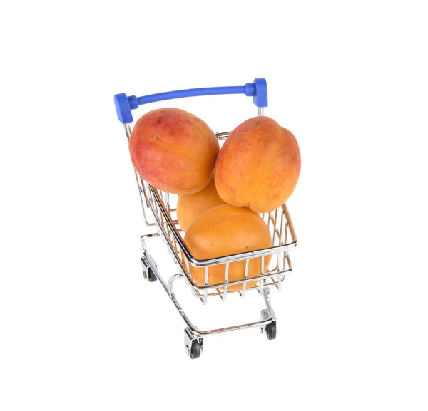 Wózek Supermarketu Moreli Białym Tle — Zdjęcie stockowe
