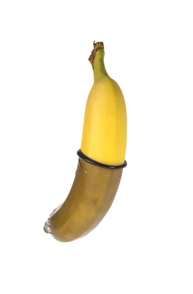 Plátano Condón Negro Sobre Fondo Blanco —  Fotos de Stock