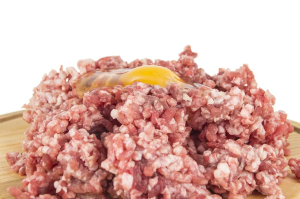 Gehakt Vlees Geïsoleerd Witte Achtergrond — Stockfoto