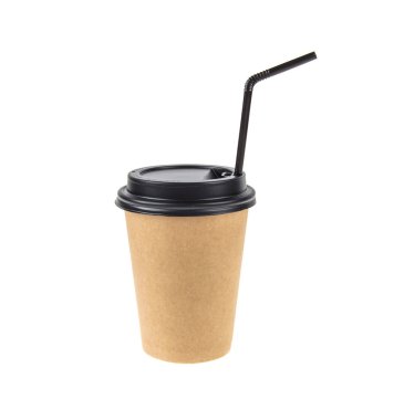 Kağıt kahve fincanı beyaz arka planda izole