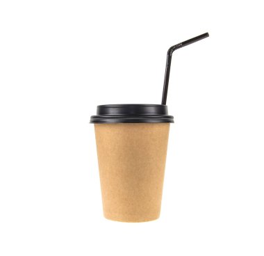 Kağıt kahve fincanı beyaz arka planda izole