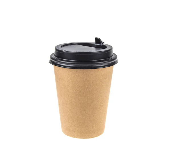 Χάρτινη κούπα καφέ απομονωμένη σε λευκό φόντο — Φωτογραφία Αρχείου