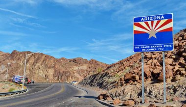 Arizona hoş geldiniz işareti Hoover Barajı
