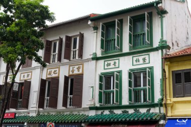 Singapur 'un Chinatown bölgesinde geleneksel mimari