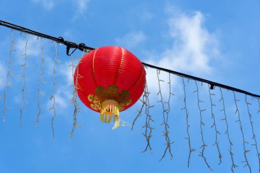 Geleneksel Çin Yeni Yıl fenerleri Singapur 'da asılı.