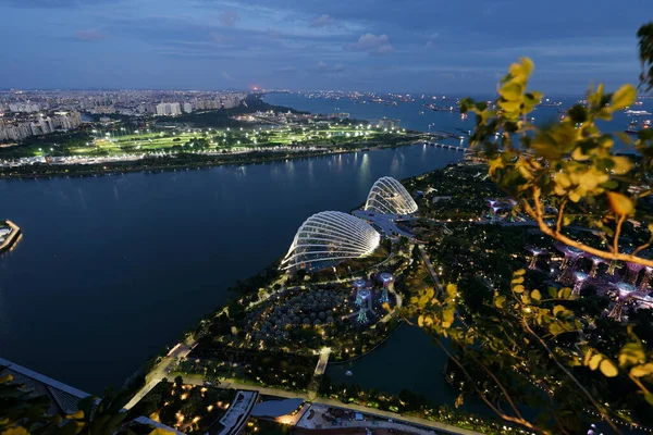 Blick Auf Die Singapur Straight Mit Der Ferne Angedockten Frachtschiffen — Stockfoto