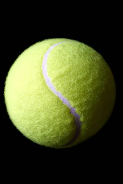 Gros Plan Balle Tennis Verte Sur Fond Noir — Photo