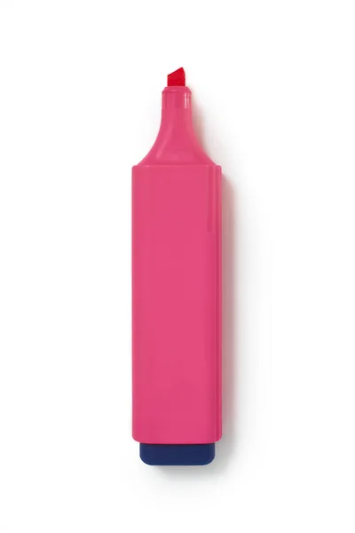 Overhead View Pink Highlighter Pen White Background — Stock Photo, Image