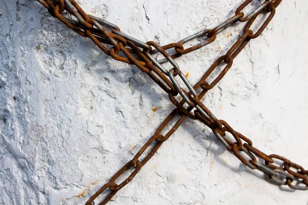 Barbed Wire Blue Sky Symbolizes Prohibition Responsibility Non Fulfillment Requirements — Stock Photo, Image