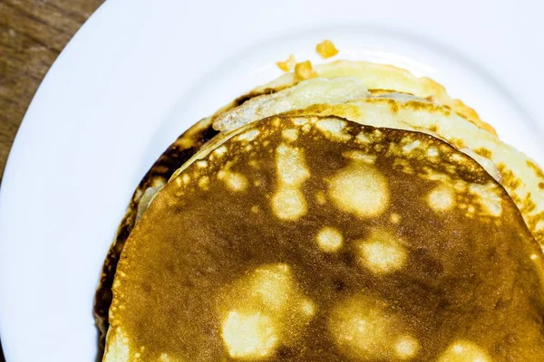 Fragrant Pancakes Have Just Been Cooked Delicious Breakfast Pancakes Lie — Stock Photo, Image