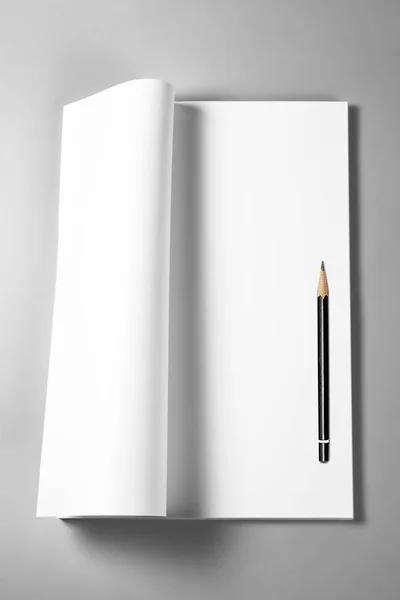 Livro Branco Aberto Revista Diário Livro Esboços Com Página Superior — Fotografia de Stock